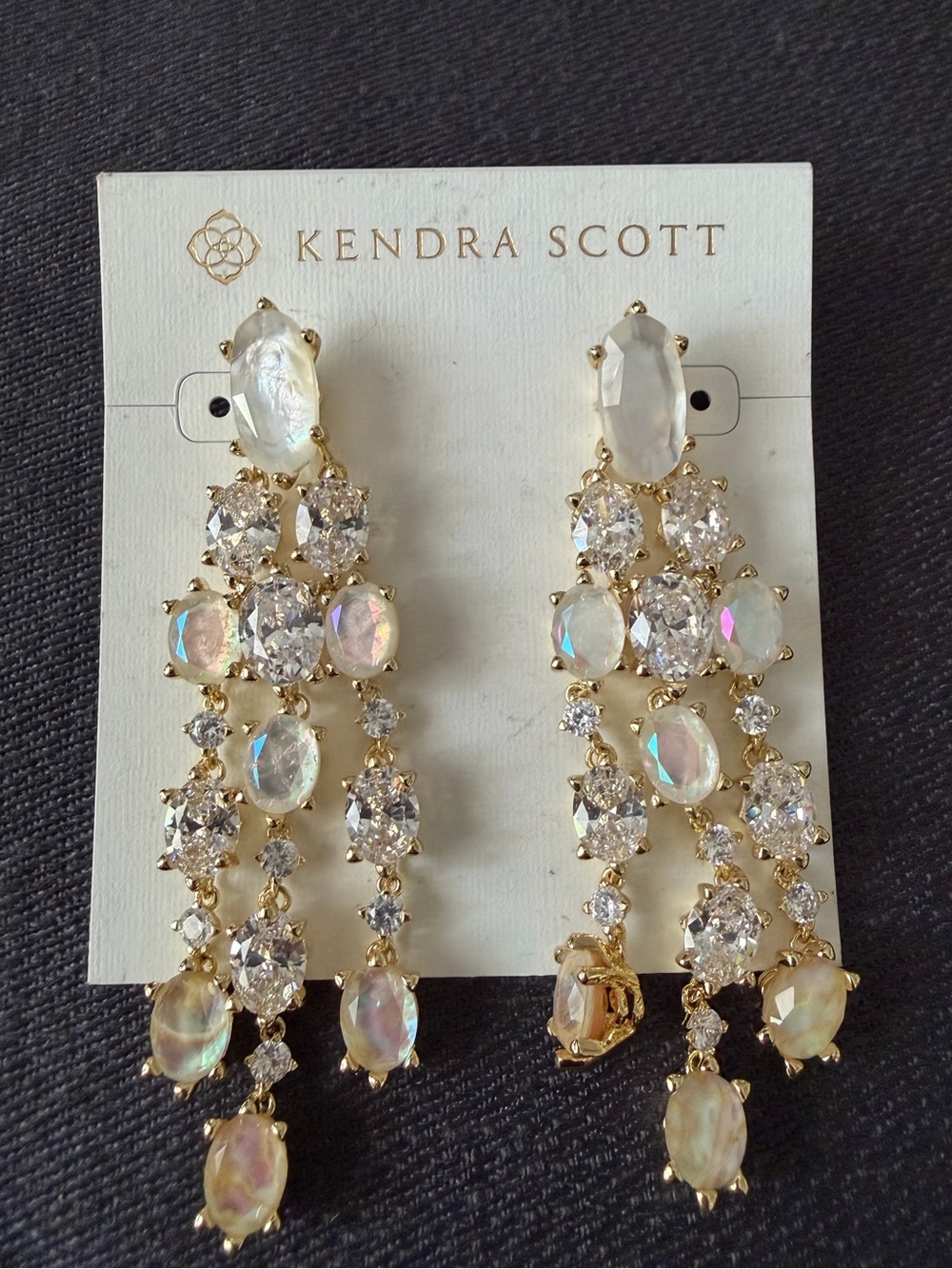 Kendra Scott Cailin Gold Statement Drop Earrings NWT - Picture 6 of 13